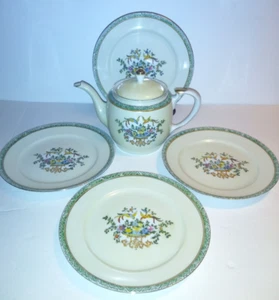 Vintage Noritake Art Deco Birds Of Paradise Teapot & 4 Dessert Plates Japan - Picture 1 of 17