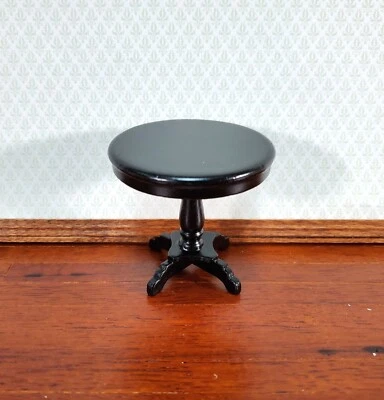 Mesa para casa de muñecas pequeña redonda lateral o auxiliar acabado negro muebles escala 1:12 Foto 1 de 4