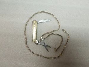 Vintage Heavy 12K Gold Filled Pocket Watch Chain and Knife Fob 21 Inches Latama - Picture 1 of 13