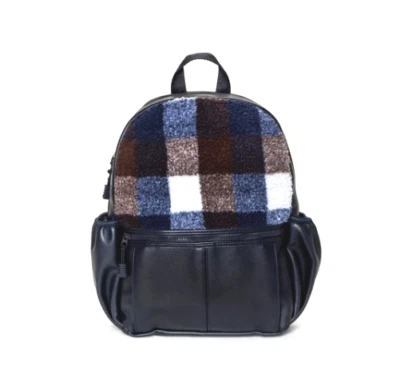 Women's Buffalo-Check Faux Fur Backpack - Navy () - Image 1 of 3