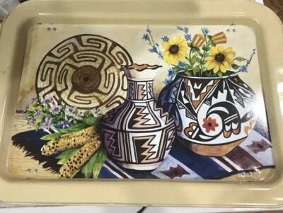 South Western Scene Lap-Bed/Food-TRAYS-Baskets Vases Pottery Corn Tapestry (2) - Image 1 of 2