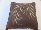 Croscill Brazil Chocolate Brown Embroidered Leaf Linen blend deco pillow NWT