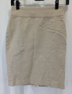 Banana Republic Skirt Women's Size 0 Khaki Colored Knee Length Back Slit Zipper - Picture 1 of 16