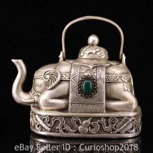 5.2" Marked Old Chinese Copper silver Dynasty Animal Elephant Handheld Kettle - Picture 1 of 9