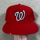 Washington Nationals Hat Fitted 7 1/2 Baseball Cap Red Roman Leather Vintage MLB