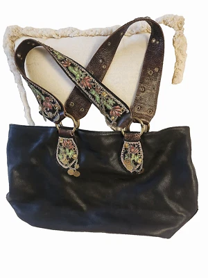 Vintage Betsey Johnson Black Boho Leather Purse - Image 1 of 4