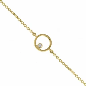 Pulsera de cadena círculo abierto de 10 mm de oro 14 K 0,03 quilates creada en laboratorio con diamantes - Imagen 1 de 1