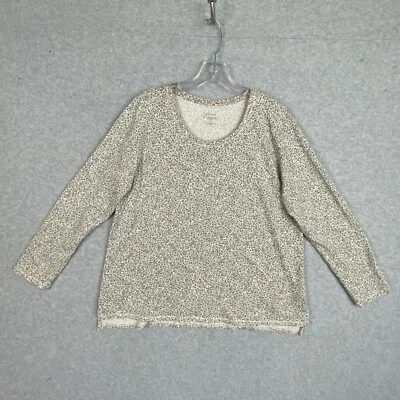 Camiseta J Jill Sleep Top Mujer L Gris Beige Animal Manga Larga Ultrasuave Cuello Redondo Foto 1 de 4