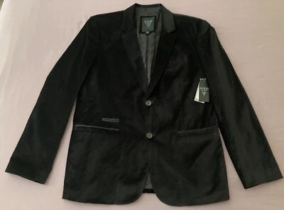 Men's GUESS Black Cotton / Rayon Velvet Jacket Blazer XL (Extra Large) NWT NEW - Image 1 of 4