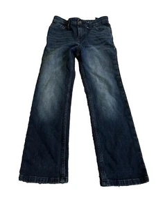 Cat & Jack Boys Size 7 Jeans Dark Blue Straight Leg Adjustable Waist Stretch - Picture 1 of 5