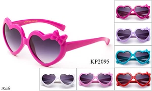 Kids Sunglasses Kitty Bow Cute Heart Shaped Party Eyewear Lead Free UV100% - Picture 1 of 19