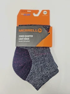 Calcetines Merrell Merino Lana Zonificada Senderismo Cuarto Crew Pequeños/Medianos Negro Marga - Imagen 1 de 2