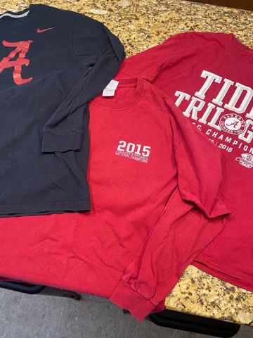 Men's Champion Crimson Alabama Crimson Tide Long Sleeved T-Shirts. Lot of 3 Cover