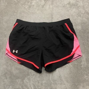 UNDER ARMOUR Fly By Black Pink Running Shorts Woman's Size LARGE - Picture 1 of 8