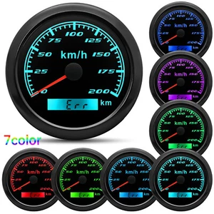 85mm schwarzes GPS Geschwindigkeitsmesser 0-200km/h Messgerät 7 Farben LED - Bild 1 von 16