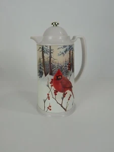Vintage Lenox Winter Greeting Scenic Cardinal Thermos w/Lid Carafe Pitcher 11.5" - Picture 1 of 8