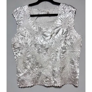 Y2K Satin Textured Floral Top Size 22/24W Fairy Grunge Ethereal Luxe Soft Girl - Picture 1 of 6
