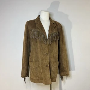 Vtg Suede Fringe Jacket Western Wear Cowgirl Women’s 1X Plus Size 48 Inch Bust - Picture 1 of 14
