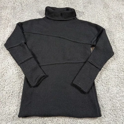 Suéter Marcella NYC Emily Negro Grueso Tejido Cuello Alto Mujer XS Lana Merino Bl Foto 1 de 4