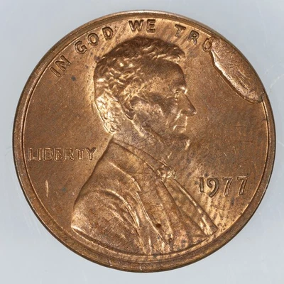 1977 Lincoln Memorial Cent -  Cud / Die Break Error (CU-1c-1977-14) - Image 1 of 2