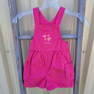 Vintage Oshkosh Girls 3T Butterflies Pink Overalls Shortalls USA 90's Toddler - Picture 1 of 6
