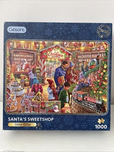 GIBSONS 1000 PIECE JIGSAW PUZZLE SANTA’S SWEETSHOP CHRISTMAS GROTTO TOYS - Picture 1 of 4