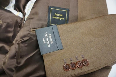 Sartoria Partenopea Marrón Sólido Lana 2 Piezas Traje Chaqueta Pantalones 44R 54EU NUEVO Foto 1 de 4