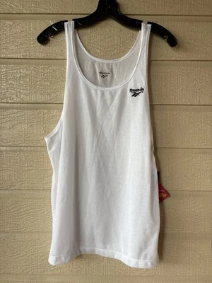 Camiseta sin mangas para correr Reebok vintage para hombre talla mediana blanca tela AKWATEK Foto 1 de 4