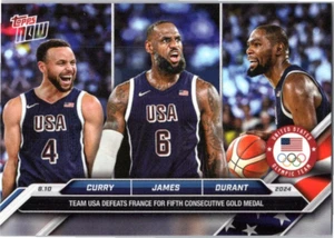 2024 Topps NOW Olympics # 26 Team USA Curry Lebron James Durant Gold Medal W147 - Picture 1 of 2