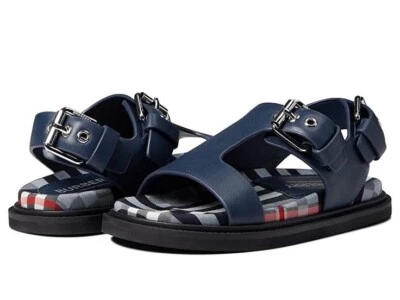 Auténticas NUEVAS SANDALIAS BURBERRY UNI Niños Azul BERTHA Cuero Cuadros 29 EU 11.5 EE. UU. Foto 1 de 4