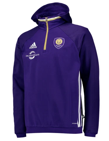ADIDAS MLS Orlando City SC Purple L/S Hoodie Travel Soccer Jacket NEW Mens L 2XL Cover