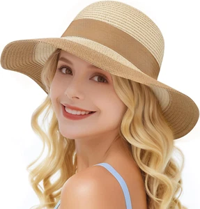 Beach Hats for Women - Wide Brim Sun Straw Hat for Women, UPF 50+ UV Sun Protect - Picture 1 of 12
