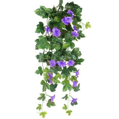 Artificial Hanging Basket Fake Morning Glory Flower Vine Home Wedding Decor Lots - Image 1 of 4