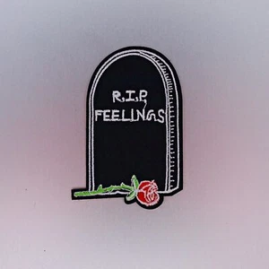 RIP Feelings Patch — Iron On Badge Embroidered Motif — Goth Emo - Picture 1 of 2