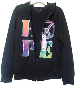 Total Girl XL Plus 18 1/2 Hoodie Jacket Black Full Zip Graphic Print HOPE NWT'S  - Picture 1 of 6