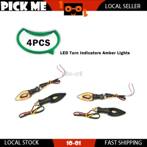 4x Universal Motorcycle LED Hollow Arrow Turn Signal Indicators Amber Light - Picture 1 of 4