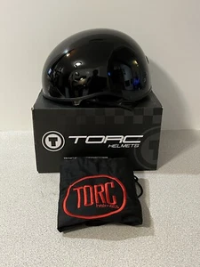 NWT TORC T55 Motorcycle Helmet Glossy Black Half Shell XS - Picture 1 of 7