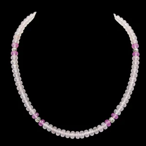 OPERHAUS Noble Rosa Danburita CADENA COLLAR con Zafiros Rosa Nuevo 48cm 316 - Imagen 1 de 5