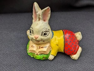 Vtg Chalkware Easter Bunny Lounging Colorful Springtime Rabbit 1973-1974 Plaster - Picture 1 of 6