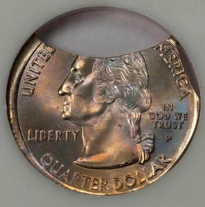 2000 NGC MS 65 Huge Double Clip Rainbow Toned South Carolina Quarter Mint Error - Picture 1 of 4