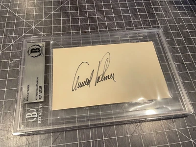 ARNOLD PALMER GOLF LEGEND SIGNED 3X5 CUT BECKETT SLABBED #2 - Image 1 of 2