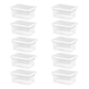 11 Litre Wham Crystal Storage Box With Lid 10 Pack - Picture 1 of 4