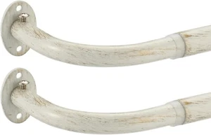 2 Pack - 48-84" Wrap Around 3/4" Curtain Rods for Single Window - Brushed White - Picture 1 of 5