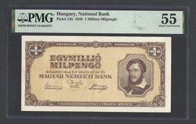 Hungary One Million Milpengo 1946 P128 About Uncirculated - Image 1 of 2
