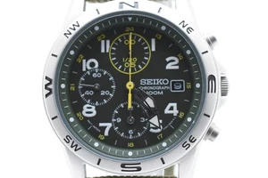 【NEAR MINT】 SEIKO 7T92-0DX0 Military Chronograph Quartz Green Men's Watch Japan - Picture 1 of 13