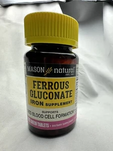 Mason Natural Ferrous Gluconate 27 mg 100 Tabs Exp 6/26 - Picture 1 of 5