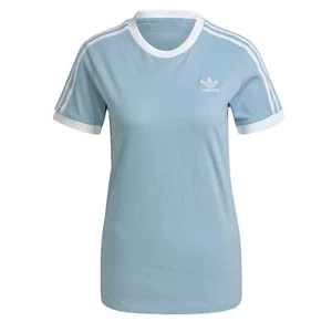 Camiseta mujer adidas 3 rayas Trefoil Vintage H33574 Ambient Sky azul claro 36 - Imagen 1 de 4