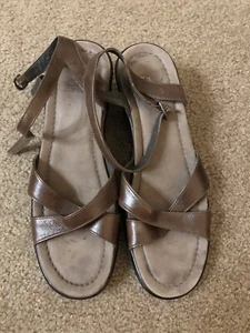 Dansko Sandals Womens 40 Brown Leather Ankle Strap Open Toe Clog 9.5-10 - Picture 1 of 5