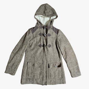 Prana Megan Wool Blend Tweed Jacket Espresso Toggle Buttons Fleece Lined Size S - Picture 1 of 13