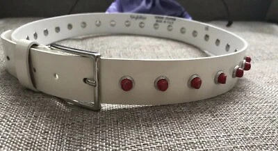 CINTURA CYBLOS OFF WHITE PELLE VERNICE CANDY MADE IN ITALY 85 cm XS/S INDOSSATA DUE VOLTE - Immagine 1 di 4